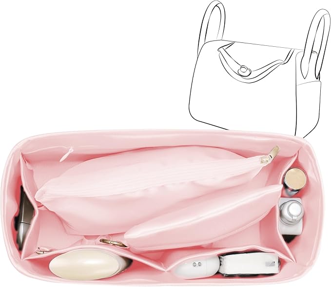 Silky Bag Insert Fit for Hermes Lindy 19/26, Silky Purse Organizer, Lightweight and Silk Touch (Fits Lindy 26, Pink)
