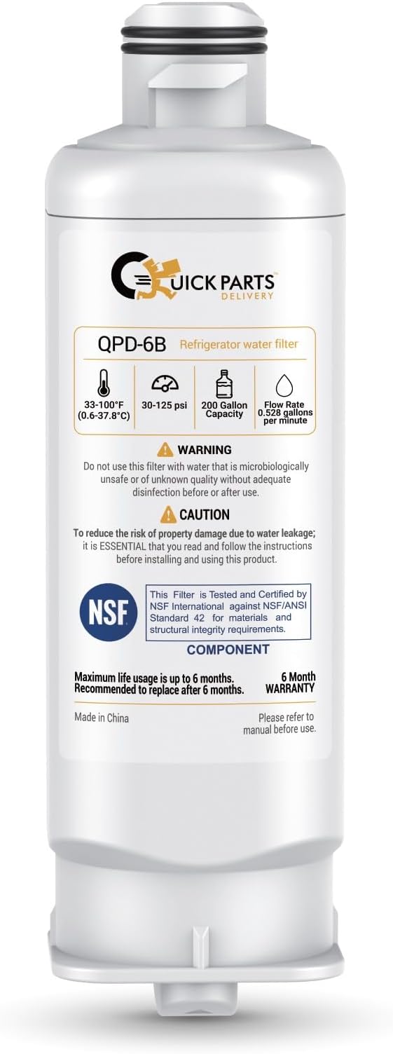 QPD 6B Refrigerator Water Filter Replacement for Samsung DA97-17376B, HAF-QIN – Compatible with Samsung RF23M8070SG/AA, BRF365200AP/AA – NSF Certified, Chlorine Reduction – (1-Pack)