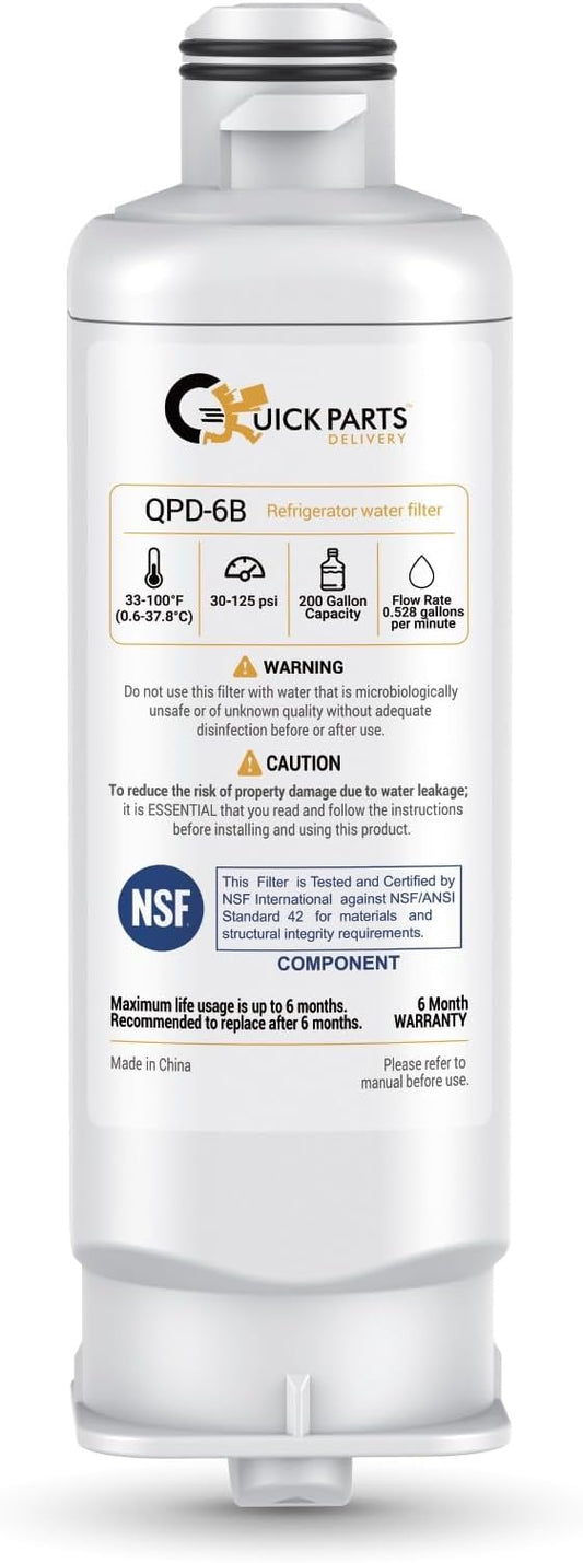 QPD 6B Refrigerator Water Filter Replacement for Samsung DA97-17376B, HAF-QIN – Compatible with Samsung RF23M8070SG/AA, BRF365200AP/AA – NSF Certified, Chlorine Reduction – (1-Pack)