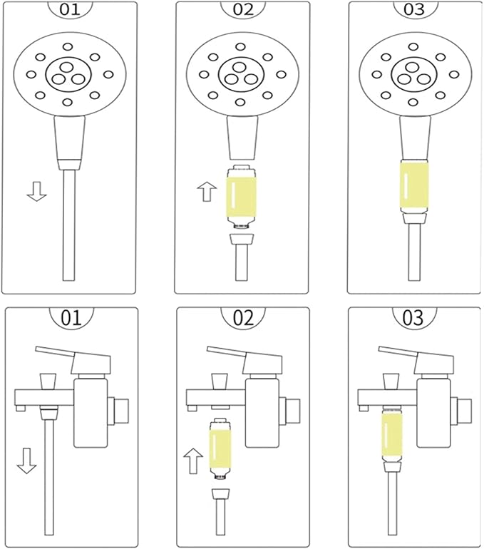 Shower Filter for Hard Water Filter Vitamin C Shower Aromatherapy Replacement Cartridge Bathroom Accessories Remove Chlorine Fluoride Heavy Metals Improves Skin Condition Protects Hair Lemon Scent