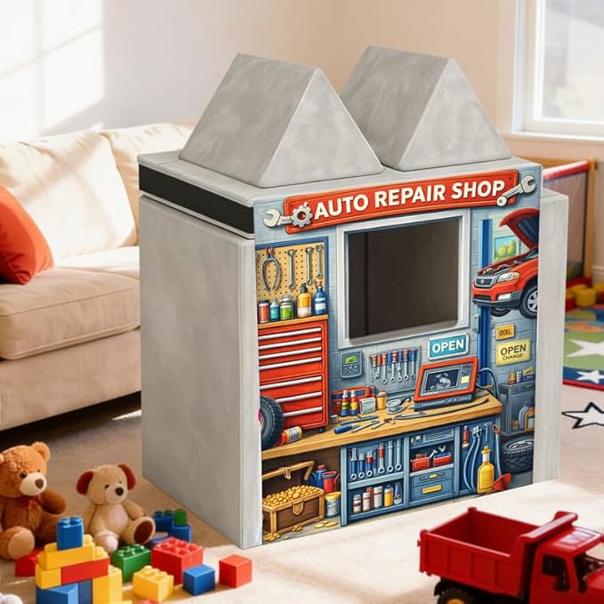 Foam Play Couch Panels - Auto Repair Shop Theme,Soft Sofa Accessories,Modular Play Panels,33.5x37 Inches