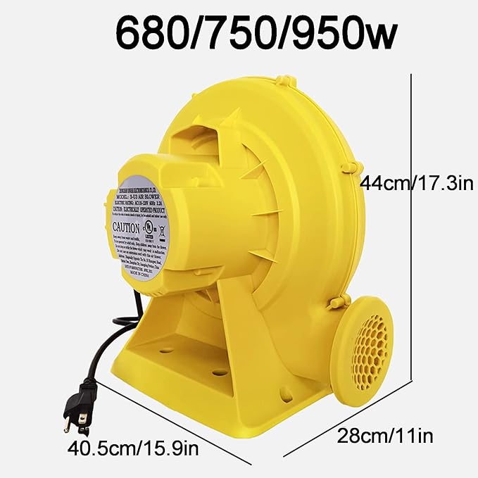Commercial Inflatable Bouncer Blower - Powerful Pump Fan for Bouncy Castle, Jumper, Perfect Air Blower for Inflatables (Yellow) 350/450w/680/750/950w