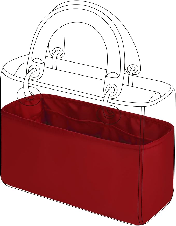 DGAZ Silk Purse Organizer Insert For Lady-Dior Micro/Mini/S/M/L bags，Silky Smooth Bag Organizer，Luxury Handbag & Tote Shaper（Wine Red，S）