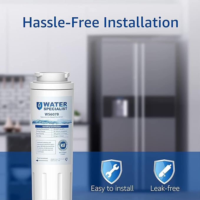 Waterspecialist UKF8001 Water Filter, Replacement for EveryDrop® Filter 4, Whirlpool EDR4RXD1, 4396395, Wrx735sdbm00, Mfi2570fez Msd2651heb, Krfc300ess01, Pack of 2