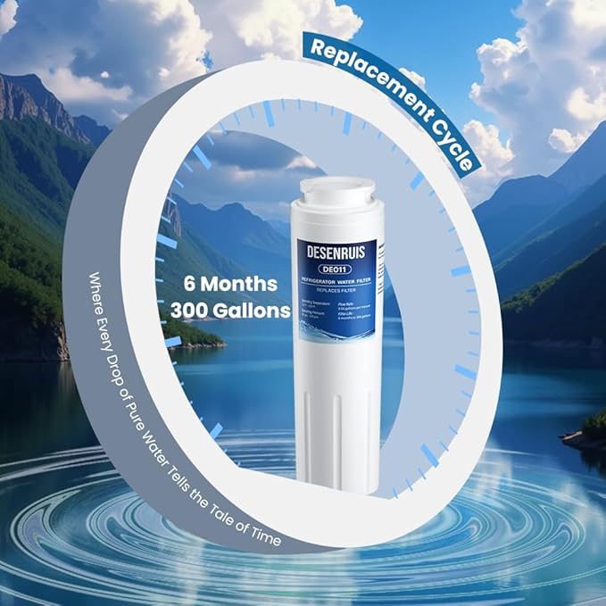 UKF8001 Replacement Compatible with Filter 4, EDR4RXD1, 4396395, UKF8001AXX, UKF8001AXX-200, UKF8001AXX-750, PURICLEAN II, Reduces 99% Chromium, Lead, PFOA and PFOS, 2 Pack, By DESENRUIS