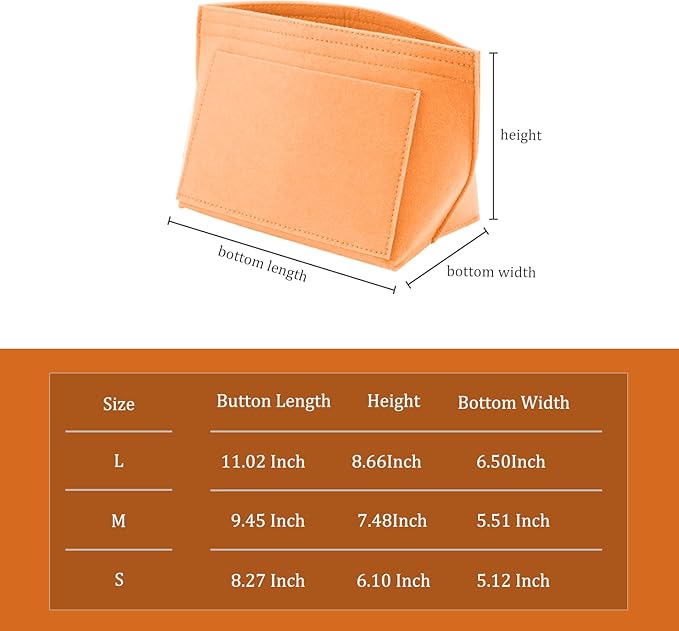 Chispee Handbag Organizers for Longchamp Felt Purse Divider Organizer Insert Pocket & Zipper Inner Bag Liner fit Large, Sun Orange