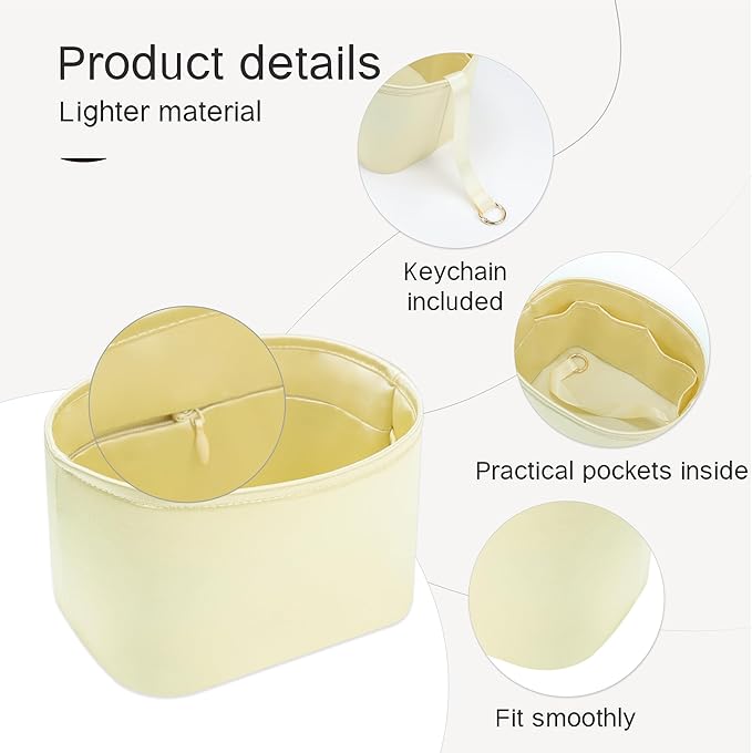 Silky Bag Insert Fit for Hermes Picotin 18/22, Silky Purse Organizer, Lightweight and Silk Touch (Fits PC18, Jaune Poussin)