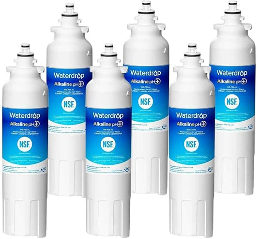 Waterdrop 𝐀𝐥𝐤𝐚𝐥𝐢𝐧𝐞 ADQ73613401 Water Filter, 𝐄𝐧𝐡𝐚𝐧𝐜𝐞𝐬 𝐩𝐇, Replacement for LG® LT800P®, ADQ73613402, ADQ75795104, LSXS26326S, LMXC23746S, LSXS26366S, LSXS26386D, 6 Filters