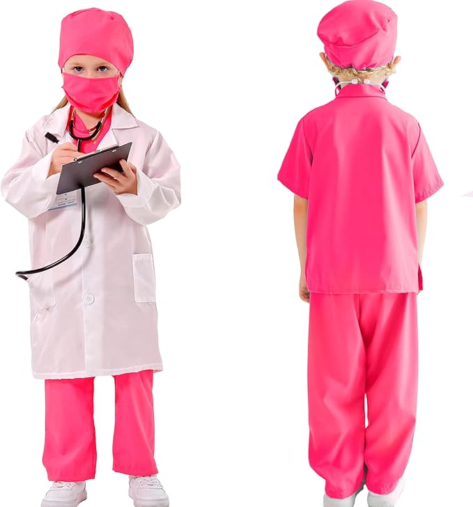 Liberry Doctor Costume for Kids, Toddler Doctor Dress Up Clothes with Real Stethoscope, Career Day Role Play Gift for Girls