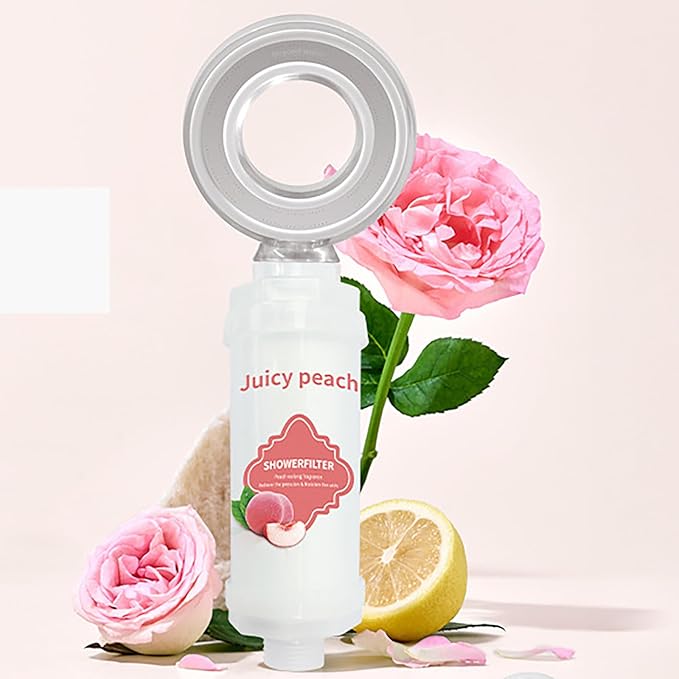 Vitamin C Shower Filter for Hard Water, Shower Aromatherapy, Water Purifier Bathroom Accessories Remove Chlorine Fluoride Heavy Metals Improves Skin Condition Protects Hair Rose Scent