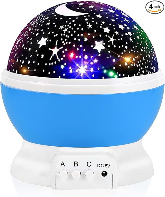 Night Light for Kids, Kids Night Light Nebula 360 Degree Rotation - 4 LED Bulbs 12 Light Color Star Projector Changing with USB Cable, Romantic Gifts for Men Women Children