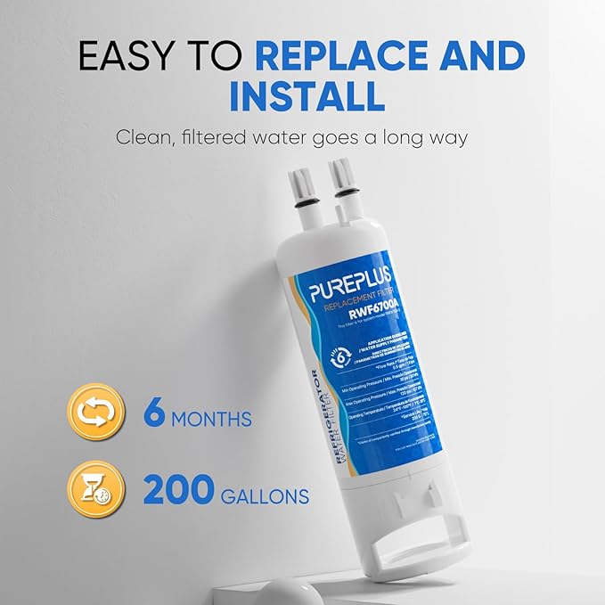 PUREPLUS EDR1RXD1 Replacement for Everydrop® Filter 1, W10295370A, W10295370, EDR1RXD1B, P8RFWB2L, P4RFWB, Kenmore® 46-9081, 46-9930, WD-F38,WRS325SDHZ Refrigerator Water Filter, 3 Pack
