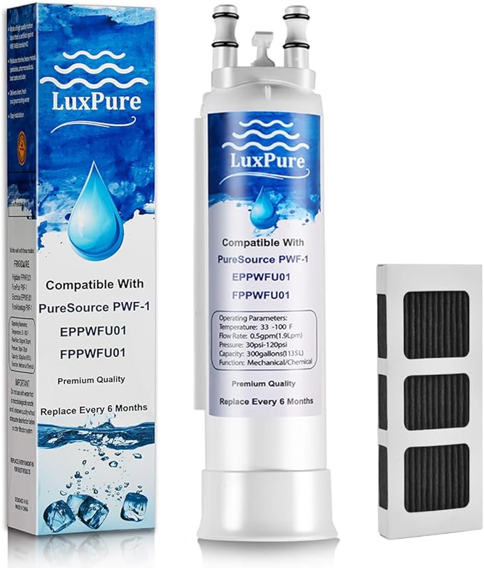 PWF-1 FPPWFU01Refrigerator Water Filter & PureAir Ultra II PAULTRA2 Air Filter Combo, Compatible with Frigidaire FRIGCOMBO13, FRSS26L3AF, FRSS2333AS, FRSC2333AS, FRSS2323AB, (1+1- Combo)