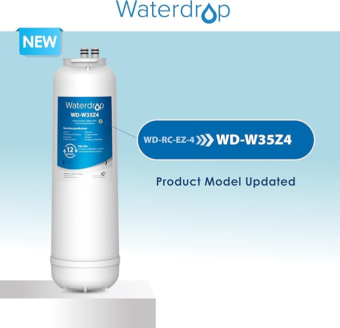 Waterdrop RC EZ 4 Water Filter, Replacement for Culligan® RC-EZ-4, US-EZ-4, RC-EZ-3, DuPont® WFQTC30001, WFQTC70001, 3000QT Filter, 2K Gallons, 2 Pack