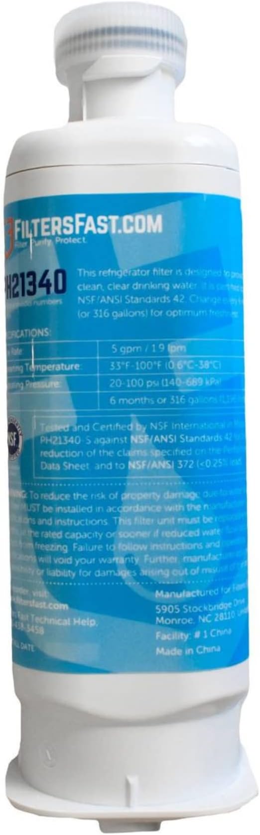 Filters Fast PH21340 Compatible Replacement for Samsung HAF-QIN/EXP, DA297-17376B Refrigerator Water Filter Cartridge Carbon Filter for Fridge Water Dispenser