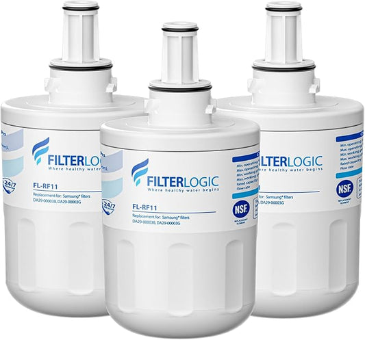 Filterlogic DA29-00003G Refrigerator Water Filter, Replacement for Samsung® DA29-00003G, DA29-00003B, Aqua-Pure Plus, RFG237AARS, DA29-00003F, HAFCU1, RFG297AARS, RS22HDHPNSR, WSS-1 (Pack of 3)