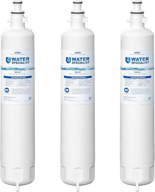Waterspecialist WS619C Replacement for GE® RPWFE®, RPWF (Built-in CHIP) Refrigerator Water Filter, Compatible with GYS22GMNES, GYE22HSKSS, PYE22PELDS, GFE26GMKES, GFE28GYNFS, PFE28KYNFS, 3 Filters