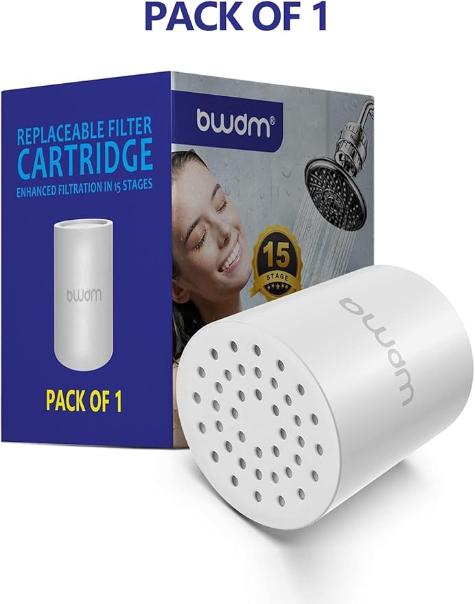 15 Stage Shower Filter Cartridge,High output Universal replacement filter cartridge, Remove Chlorine Heavy Metals and Other Sediments, Reduces Dry Itchy Skin Dandruff BWDM.Pack of 1