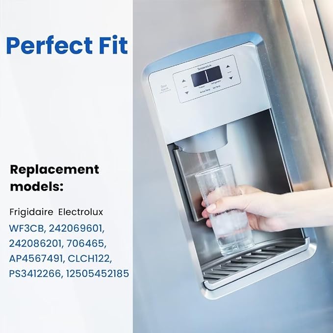 WF3CB Water Filter Replacement, HP006 Compatible with Frigidaire WF3CB, Pure Source 3, WF425, 706465, 242069601, 242086201, 242017800, Height 9 inches, 2 Count