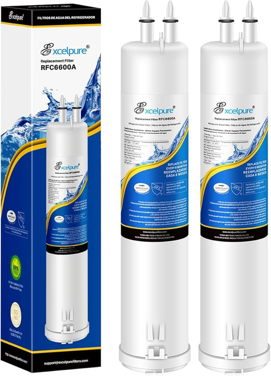EXCELPURE RFC6600A Refrigerator Water Filter Replacement for EDR3RXD1, Everydrop® Filter 3, 4396841, 4396710, Kenmore 46-9083,46-9030, 9030, 9083, KAD3RXD1, WHR3RXD1, 2PACK