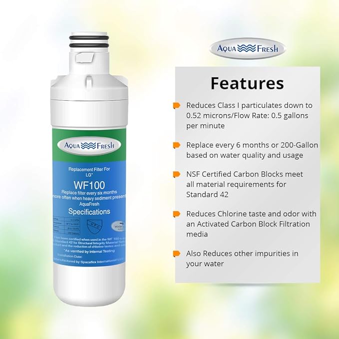 Aqua Fresh WF100 Replacement LT1000p Refrigerator Water Filter Compatible with LG LT1000P, LT1000PC, LT1000PCS, ADQ74793501, ADQ74793502, LMXS28626S, LMXC23796S (3 Pack)