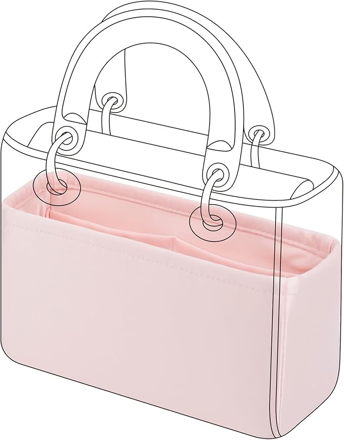 DGAZ Silk Purse Organizer Insert For Lady-Dior Micro/Mini/S/M/L bags，Silky Smooth Bag Organizer，Luxury Handbag & Tote Shaper（Pink，S）