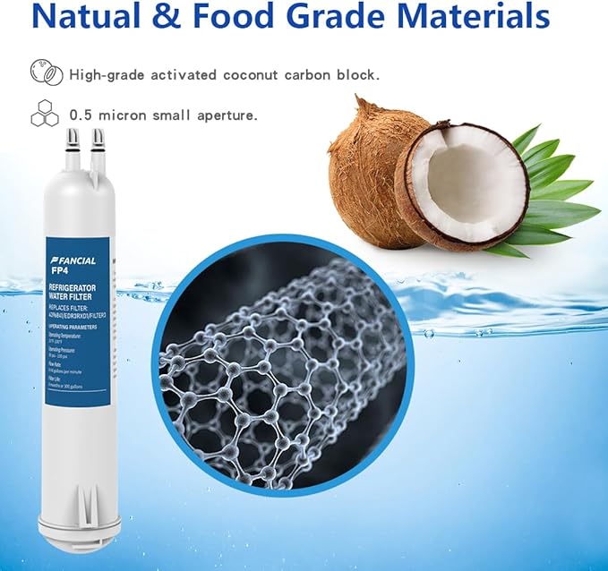 Fancial Refrigerator Water Filters Replacement for EDR3RXD1, Filter 3, 4396841, 4396710, Kenmore 46-9083,Lead-free,BPA-Free materials, 4 Pack