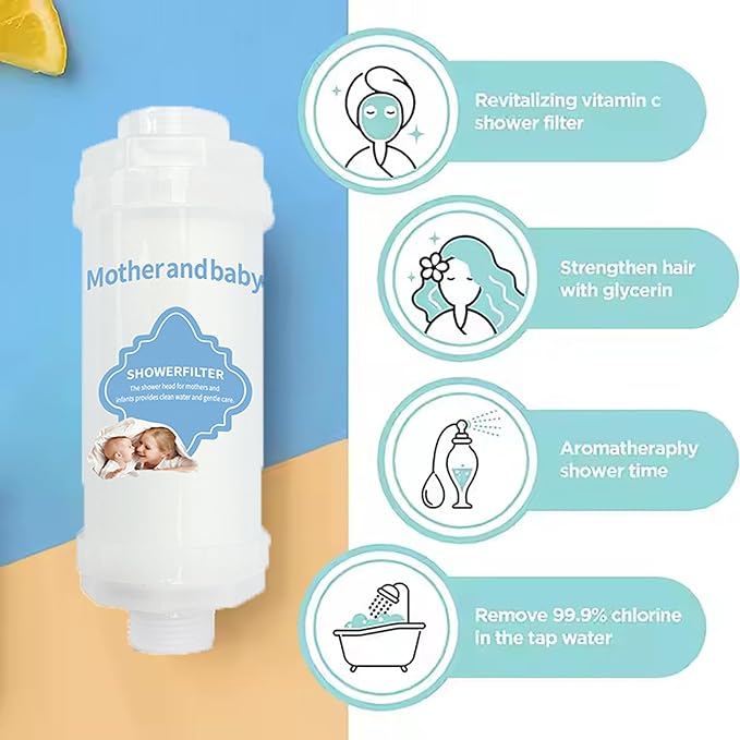 Vitamin C Shower Filter Shower Aromatherapy Bathroom Accessories for Hard Water Filter Remove Chlorine Fluoride Heavy Metals Improves Skin Condition Protects Hair Lemon