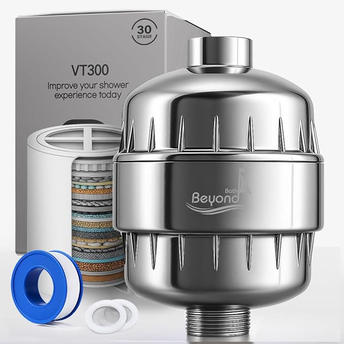 30 Stage Shower Filter Shower Head Filter High Output Softener Reduces Dry Skin Chlorine Odors Chrome Hard Water Shower Head Filter