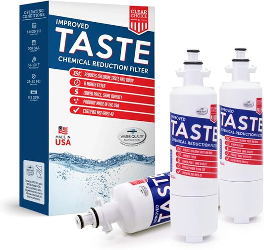 Clear Choice Taste Filter Replacement for LG LT700P ADQ36006101-S Filter Compatible with EFF-6032A WF700 WFC2401 WLF-01 Refrigerator Water Filter, NSF/ANSI 42, Box of 3, Made in the USA