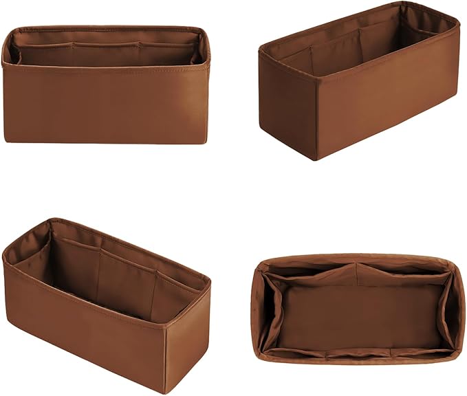 Lindy Bags Organizer Insert, Bag Storage with Silky Satins Material, Lightweight Inner Bag Compatible with Lindy 34 Bag Storage, Multiple Pockets Large Capacity (Gold, Lindy34)