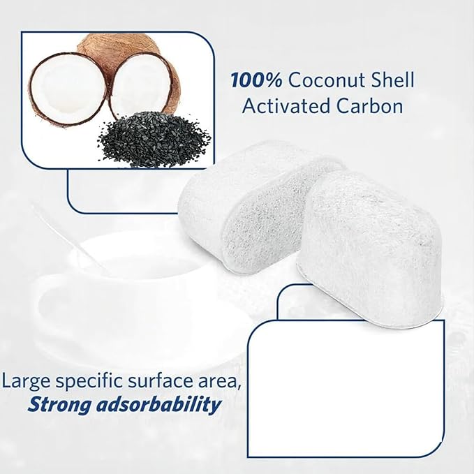 6 Pack Charcoal Water Filters Compatible with Breville BWF100 Machines, Single Cup Brewer Replacement Water Filter Replacements for Breville Espresso Machine