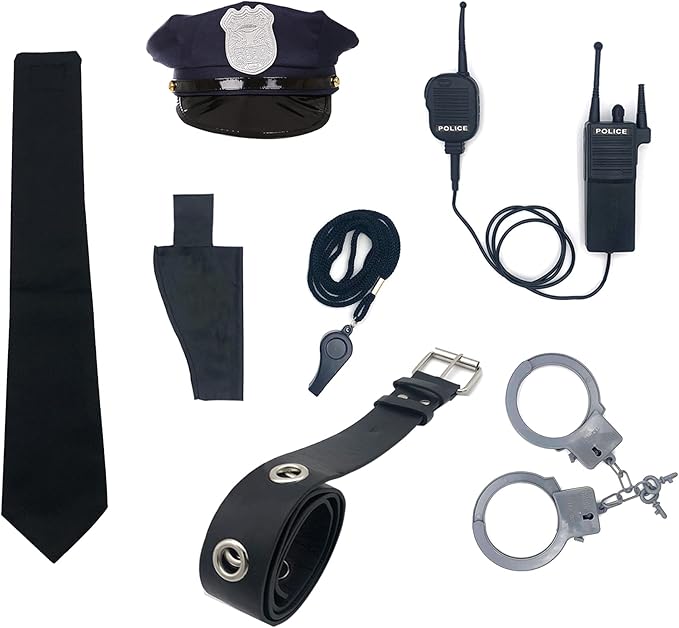 Kids Police Officer Costume Deluxe Cop Set for Halloween Cosplay Dress Up