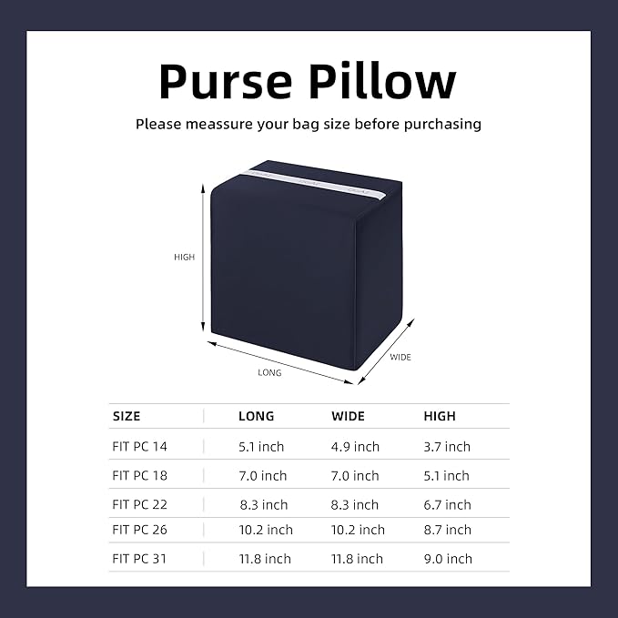 DGAZ Purse Pillow Shaper Insert For picotin Bags,Luxury Handbag Tote Shapers, Memory Foam(Blue nuit,PC31)