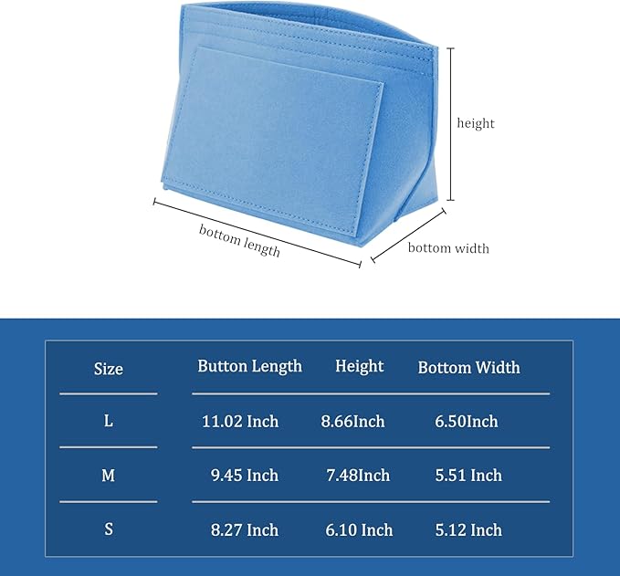Chispee Felt Purse Organizer Insert Luxury Handbag Organizers for Longchamp Divider Pocket & Zipper Inner Bag Liner fit Small, Cerulean