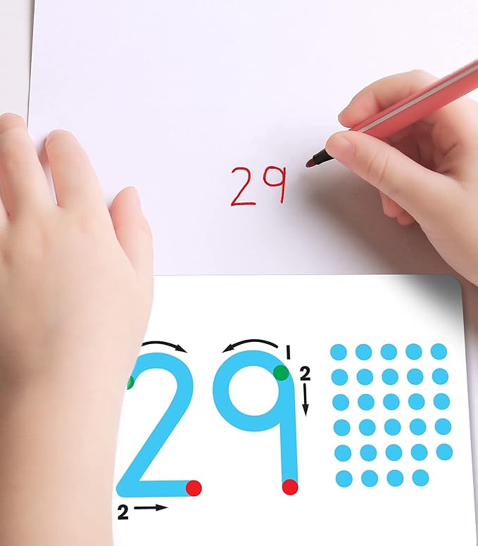Key Education Textured Touch and Trace Math Flash Cards, Numbers 0 Through 30 Tracing Pad Flashcards for Toddlers, Preschool and Kindergarten Learning Activities