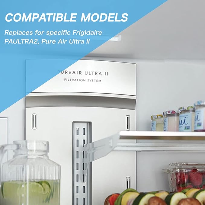 DEWEL Paultra2 Refrigerator Air Filter Replacement Compatible with Frigidaire PAULTRA2 Pure Air Ultra II - Compatible with Electrolux ELPAULTRA2 - Activated Carbon Air Filter - 3 Packs