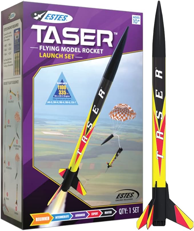 Estes 1491 Taser Rocket Launch Set, Beginner Flying-Rocket-Model Building Kit for Ages 10+, Includes Launch Pad System