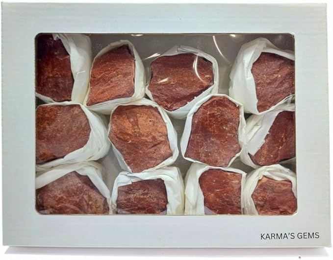 Crystal Flats, Mineral Flats, Natural Raw Crystals for Tumbling, Cabbing, Rock Tumbler for Kids, Treasure Box, Party Favors, Crystal Growing Kit, Gifts for Him, Minecraft, (Red Jasper)