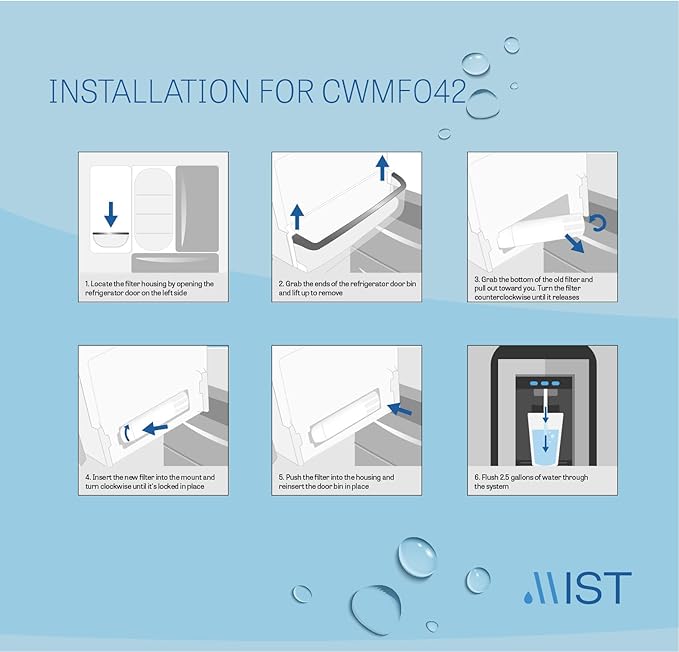 Mist Fresh LT120F Refrigerator Air Filter Replacement and LT800P Water Filter Replacement for LG, compatible with ADQ736134, LG ADQ736134, Kenmore 9490, 46-9490, 469490, ADQ73613402(3 & 3 pack bundle)