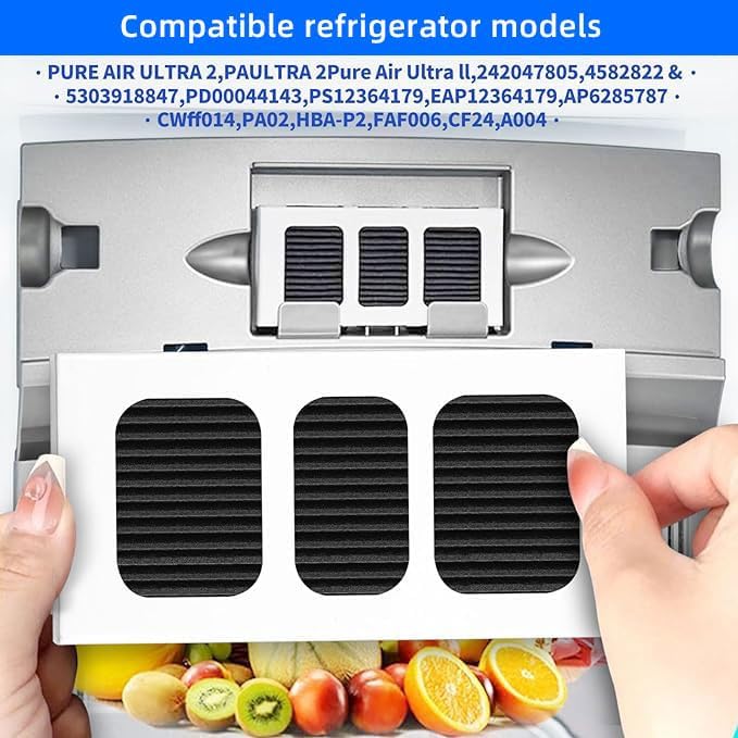 6 PACK Refrigerator Air Filter Replacement for PAULTRA2, Compatible with Frigidaire Pure Air Ultra 2, Pure air Ultra II, Pureair Ultra ii, and Electrolux 242047805, 5303918847, EAP12364179