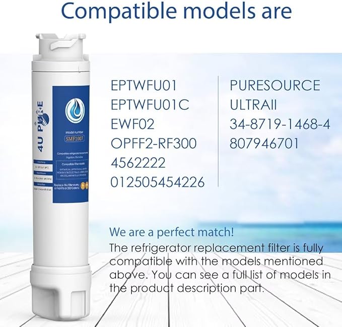 Replacement for EPTWFU01, Рurе Sоurсе Ultra 2, EWF02, 012505454226, 4562222 Refrigerator Water Filter, Pack of 1