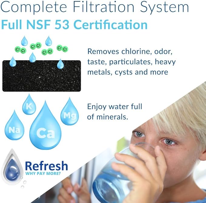 Refresh NSF-53 Premium Replacement Refrigerator Water Filter Compatible with LG LT800P, ADQ73613401 and Kenmore Elite 46-9490, 9490, 469490, ADQ73613402 - Model R-9490Plus / R-9490 (1 Pack)