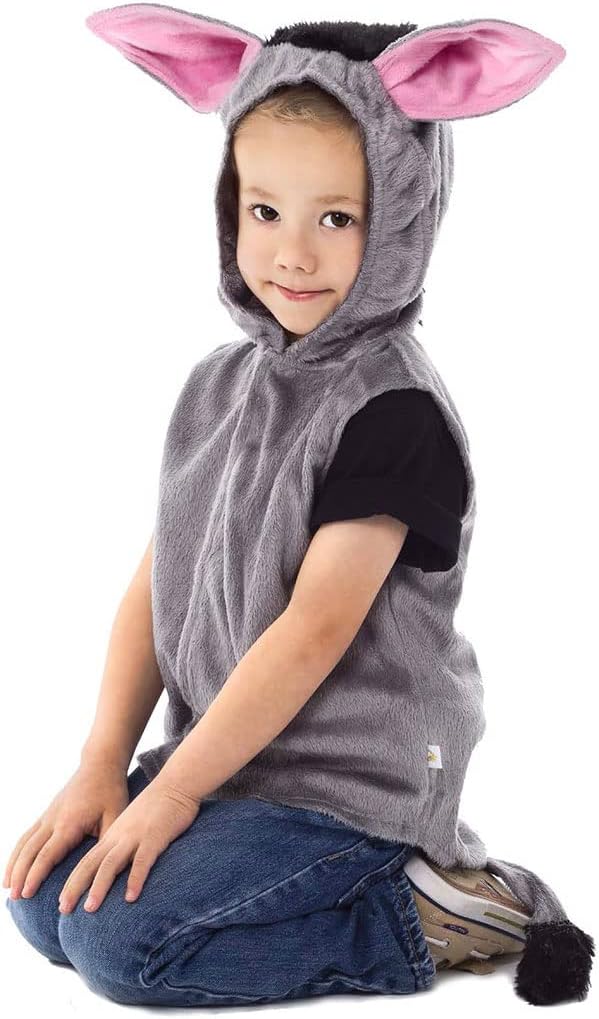Little Adventures Animal Vest Costumes Dress Ups - Machine Washable Child Pretend Party and Nativity Outfits (Donkey, Age 8-12)