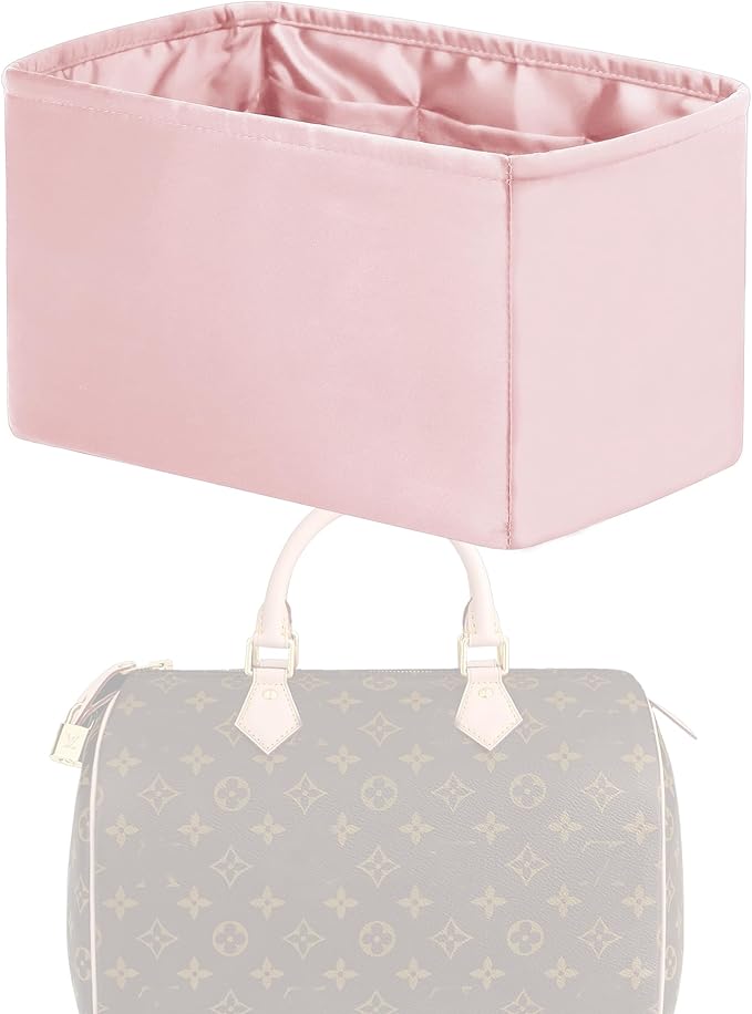 Purse Handbag Silky Organizer Insert Keep Bag Shape Fits LV Speedy 16/20/25/30/35/45 bags, Luxury Handbag Tote Lightweight Sturdy(Pink, Speedy 20)