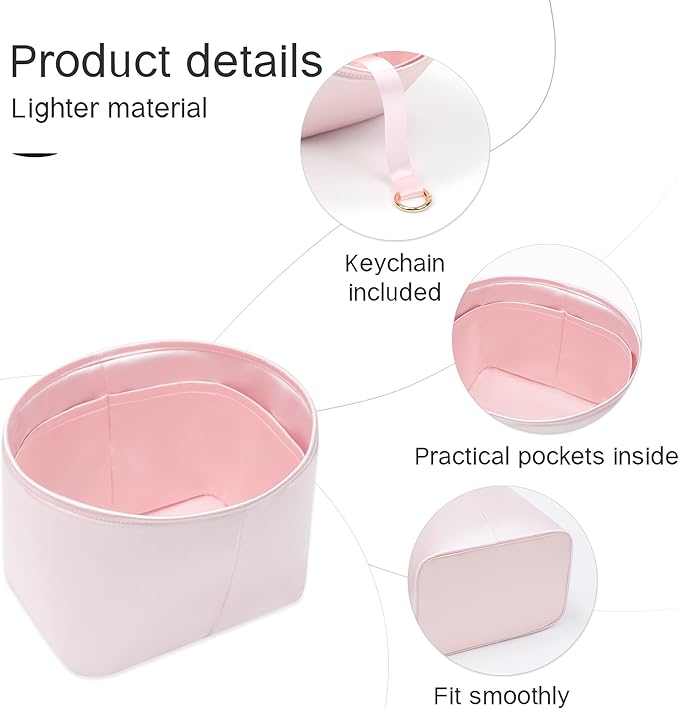 Silky Bag Insert Fit for Hermes Picotin 18/22, Silky Purse Organizer, Lightweight and Silk Touch (Fits PC22, Pink)