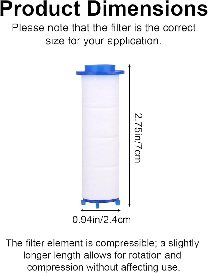 10pcs Shower Head Filter for Drivese, Turbo Shower Head Filters Replacement Water Cartridge Filter Core for Drivese Handheld Showerhead