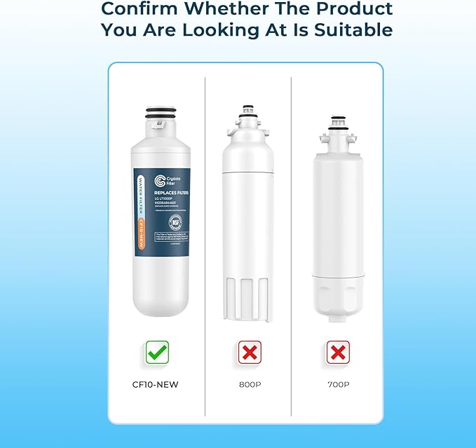 Crystala Filters LT1000PC Refrigerator Water Filter, Water Filter ADQ747935 Compatible with LT1000PC, LT1000PC/PCS, LT-1000PC, MDJ64844601, ADQ747935, ADQ74793504 Water Filter (2 Pack)