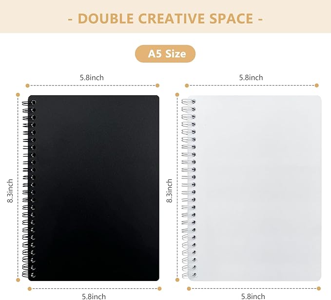2 Pack Reusable Sticker Book Collecting Album Sticker Storage Organizer Book with 30+30 Sheets Blank Release Paper A5 Stickers Collection Notebook(Black+Clear)