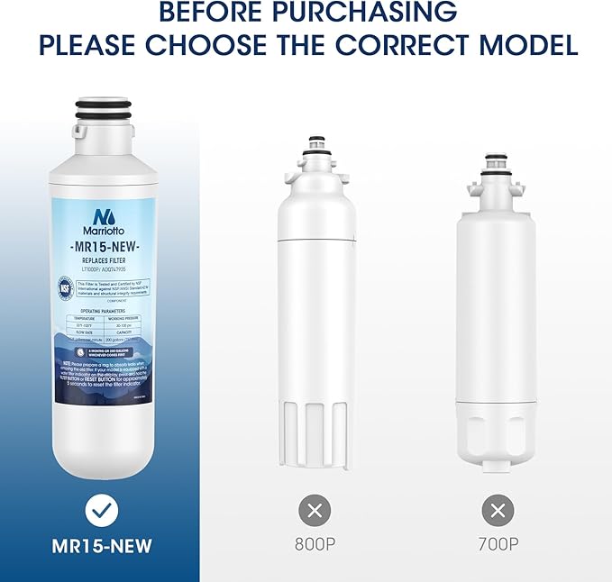 MARRIOTTO LT1000PC Refrigerator Water Filter, Water Filter ADQ747935 Compatible with LT1000PC, LT1000PC/PCS, LT-1000PC, MDJ64844601, ADQ747935, ADQ74793504 Water Filter (3 Pack)